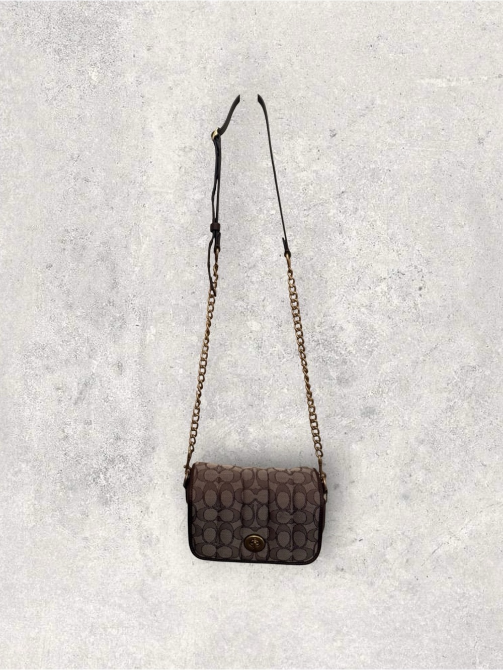 Coach Dinky 18 In Signature Jacquard with Quilting Brass/Oak Maple Crossbody Bag